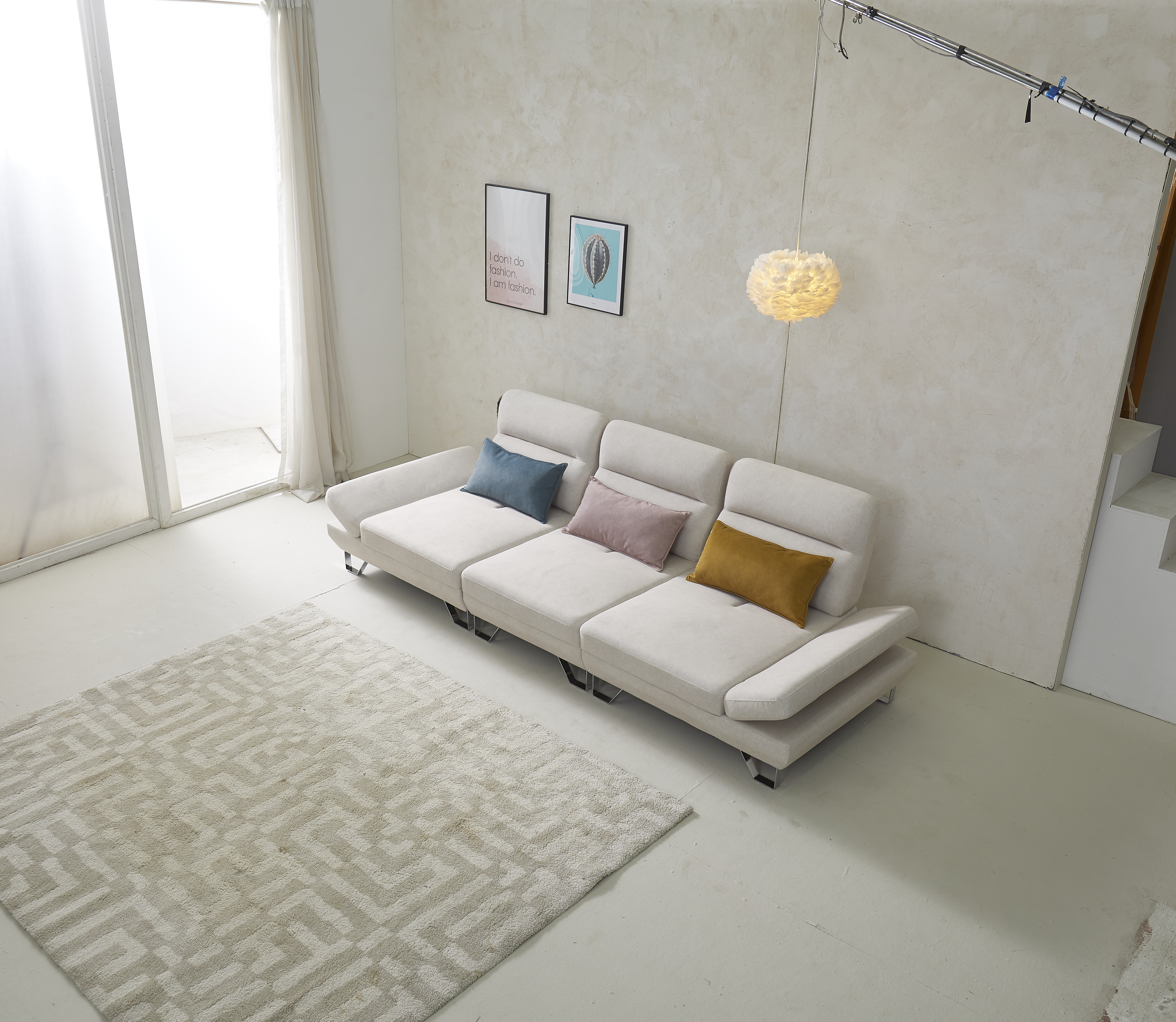 렌탈(소유권이전), 할부(소유권이전) 퍼니챗 샤르니 조야원단 4인용 패브릭 직선형 스윙소파 (올 아이보리) 퍼니챗4인용직선형소파올아이보리 렌탈 상품 대표 이미지