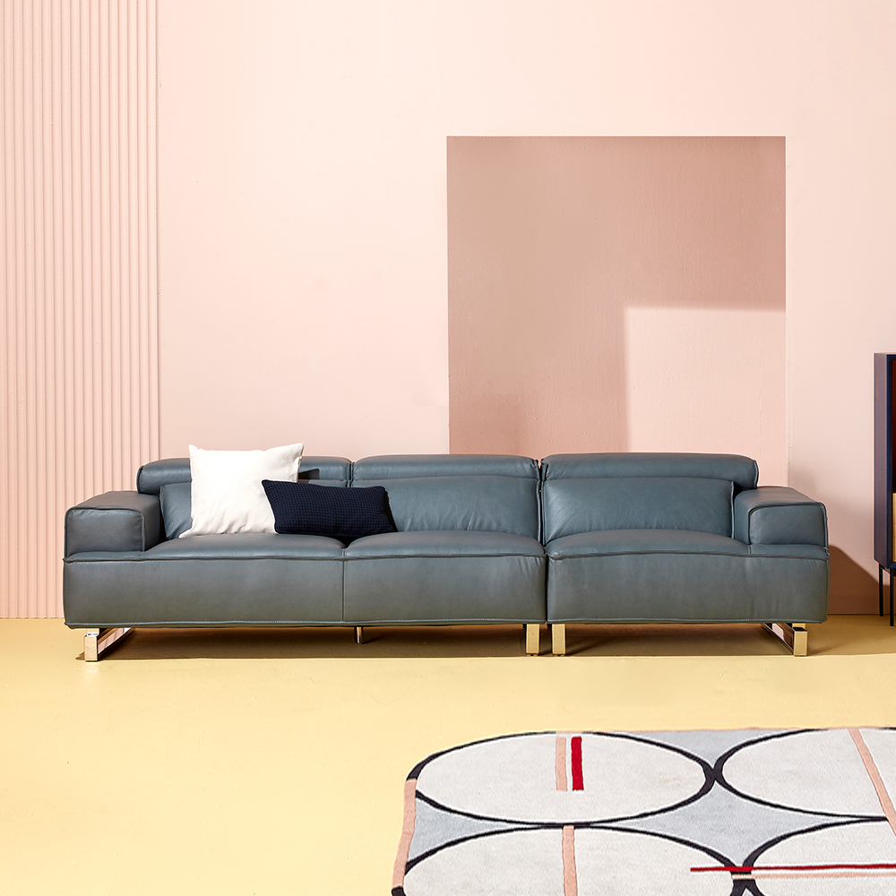 렌탈(소유권이전) 핸슨코리아 뮐러 가죽 소파 (4인용) (블루 그레이) 뮐러 가죽 소파 (4인용) 렌탈 상품 대표 이미지