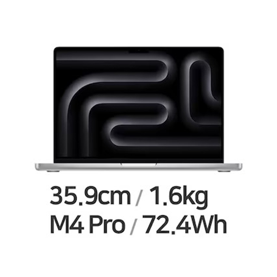 MX2E3KH/A 애플 APPLE 2025 MAC 맥북프로14 M4 Pro 12core 16GPU 24GB 512GB 실버 (MX2E3KHA) 렌탈 상품 대표 이미지