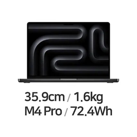 MX2H3KH/A 애플 APPLE 2025 MAC 맥북프로14 M4 Pro 12core 16GPU 24GB 512GB 블랙 (MX2H3KHA) 렌탈 상품 대표 이미지