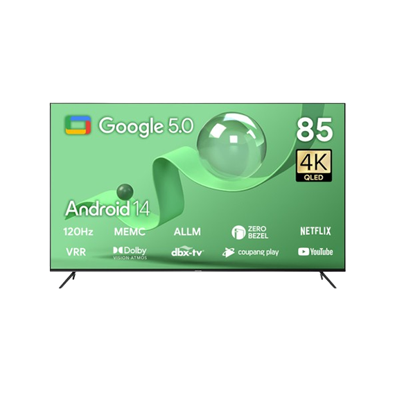 UA851QLED 더함 스마트 구글 5.0 OS 안드로이드 14 QLED 85인치 120Hz (UA851QLED) (스탠드 or 벽걸이형) 렌탈 상품 대표 이미지
