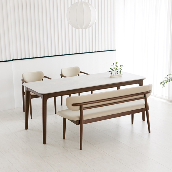 베르나 1500 식탁 SET 헨지디자인 베르나 1500 세라믹 식탁 SET (테이블+의자2+벤치의자) 5인용 렌탈 상품 이미지