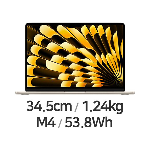 렌탈(소유권이전) 위더스컴퓨터 APPLE 맥북에어13 M4 10코어 CPU 10코어 GPU 16GB 512GB MC6U4KH/A, MW0X3KH/A, MW103KH/A, MW133KH/A 렌탈 상품 대표 이미지