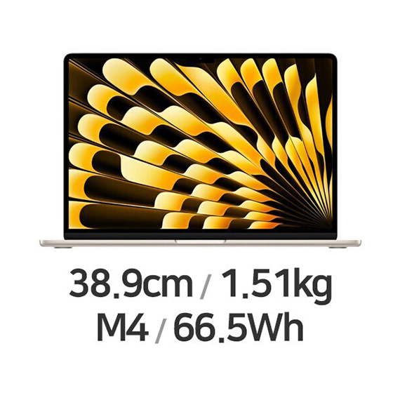 렌탈(소유권이전) 위더스컴퓨터 APPLE 맥북에어15 M4 10코어 CPU 10코어 GPU 16GB 512GB MC7C4KH/A, MW1H3KH/A, MW1K3KH/A, MW1M3KH/A 렌탈 상품 대표 이미지