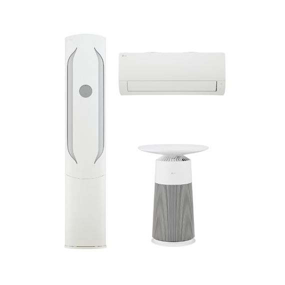 렌탈(소유권이전) (보람피플 올인원598 3구좌) LG 휘센 오브제컬렉션 위너 에어컨 2in1 18+6평형 + LG 퓨리케어 오브제컬렉션 에어로퍼니처 6평형 상조가전 FQ18HDWHY2_AS065PWHA_3구좌 렌탈 상품 대표 이미지