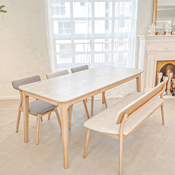 렌탈(소유권이전) (보람피플 올인원598 3구좌) 헨지디자인 세라토 6인 식탁 벤치형 SET(의자3+벤치1 구성) 상조가전 세라토 6인 식탁 벤치형 set_3구좌 렌탈 상품 대표 이미지