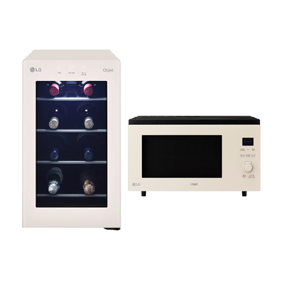 W0082GBE_MLJ39EW_1구좌 (보람피플 올인원598 1구좌) LG 디오스 오브제컬렉션 와인셀러 8병(베이지)+LG 디오스 오브제컬렉션 광파오븐 39L(미스트베이지) 상조가전 렌탈 상품 대표 이미지