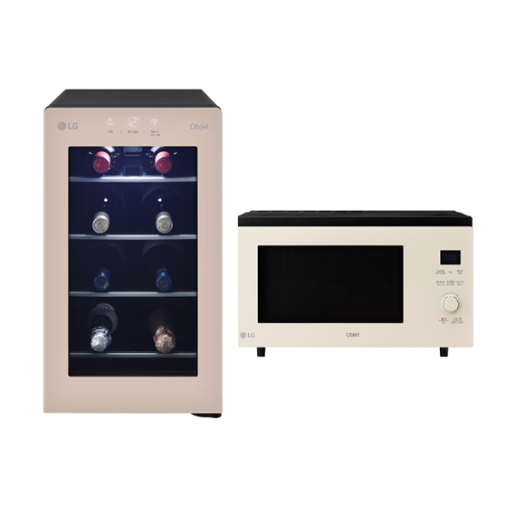 W0082GCB_MLJ39EW_1구좌 (보람피플 올인원598 1구좌) LG 디오스 오브제컬렉션 와인셀러 8병(클레이 브라운)+LG 디오스 오브제컬렉션 광파오븐 39L(미스트베이지) 상조가전 렌탈 상품 대표 이미지