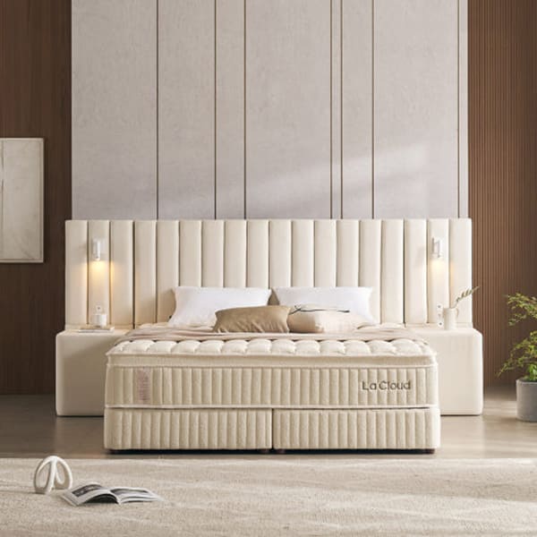 렌탈(소유권이전) (보람피플 올인원598 2구좌) 라클라우드 루즈노 프리미엄 침대 프레임+매트리스 세트 아이보리(SS) 상조가전 아이보리(SS) 루즈노 침대세트_2구좌 렌탈 상품 대표 이미지