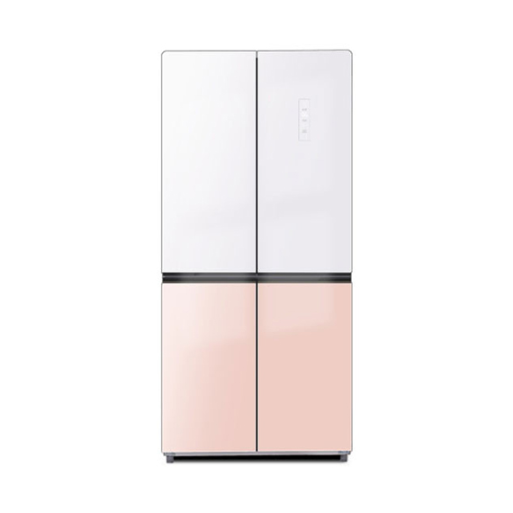 렌탈(소유권이전) (보람피플 올인원598 2구좌) 하이얼 4도어 글램글라스 냉장고 433L 글램화이트 피치핑크 상조가전 HRS445MNWP_2구좌 렌탈 상품 대표 이미지