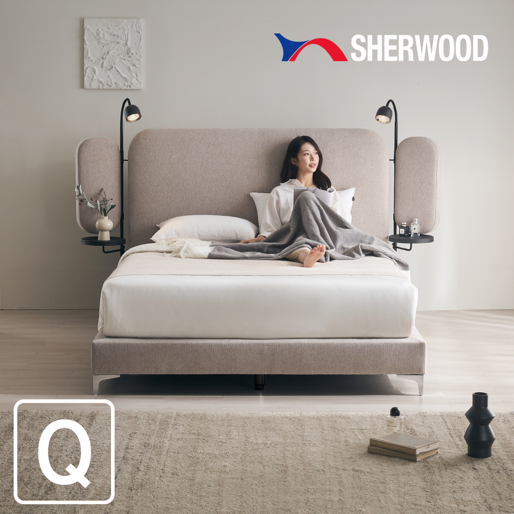쉐우드 클루아 평상형 LED 패브릭 침대 프레임 Q (퀸) (애쉬브라운 or 그레이) 렌탈 상품 대표 이미지