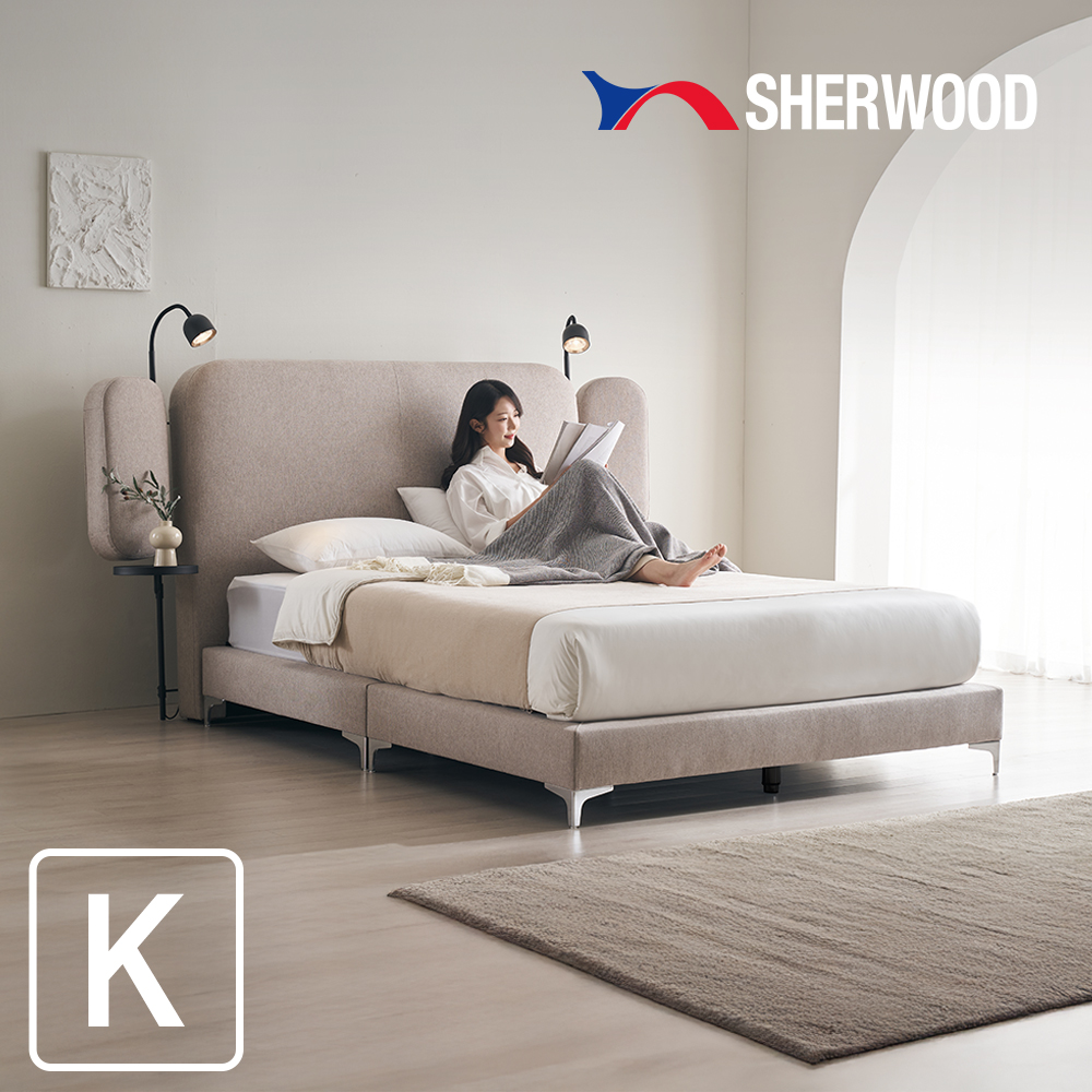 쉐우드 클루아 평상형 LED 패브릭 침대 프레임 K (킹) (애쉬브라운 or 그레이) 렌탈 상품 대표 이미지