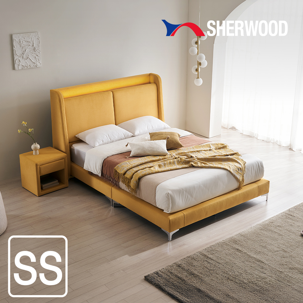 쉐우드 루아벨 평상형 LED 패브릭 침대 프레임 SS (슈퍼싱글) + 협탁 렌탈 상품 이미지