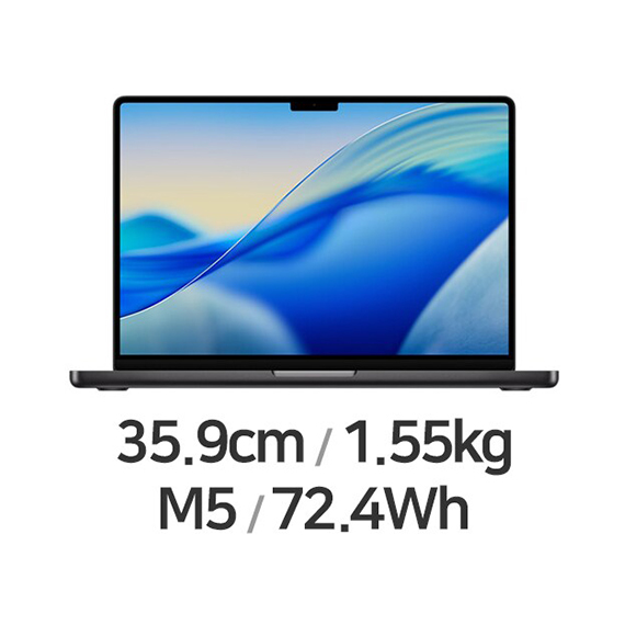 렌탈(소유권이전) 애플 APPLE 맥북프로14 M5 10core 10GPU 24GB 1TB 블랙 (MDE34KHA) MDE34KH/A 렌탈 상품 대표 이미지