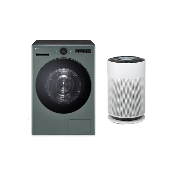 렌탈(소유권이전) (보람피플 올인원598 3구좌) LG 트롬 AI 오브제컬렉션 건조기25kg (네이처 그린) + LG 퓨리케어 360˚ 공기청정기 Hit 상조가전 RD25GSG_AS153HWWC_3구좌 렌탈 상품 대표 이미지