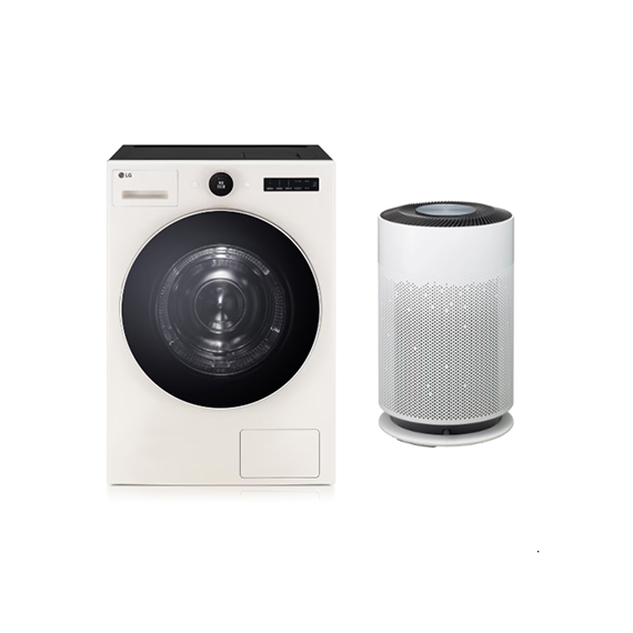 렌탈(소유권이전) (보람피플 올인원598 3구좌) LG 트롬 AI 오브제컬렉션 건조기25kg (네이처 베이지) + LG 퓨리케어 360˚ 공기청정기 Hit 상조가전 RD25ESE_AS153HWWC_3구좌 렌탈 상품 대표 이미지