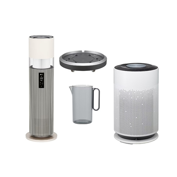 렌탈(소유권이전) (보람피플 올인원598 2구좌) LG 퓨리케어 오브제컬렉션 하이드로타워 5평형 (샌드 베이지) 무빙휠 급수비커 세트 + LG 퓨리케어 360˚ 공기청정기 Hit 15평형 상조가전 HY705RSUAMB_AS153HWWC_2구좌 렌탈 상품 대표 이미지