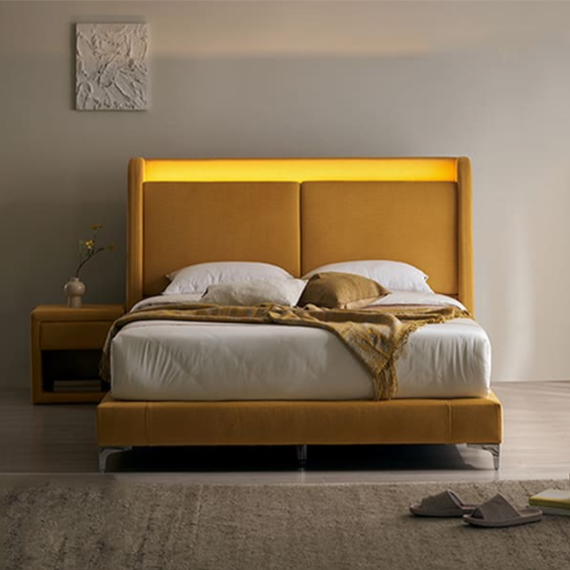 쉐우드 루아벨 평상형 LED 패브릭 침대 프레임 Q (퀸) + 협탁 렌탈 상품 이미지